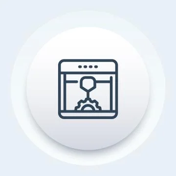 3d printer, additive manufacturing line icon, vector illustration Stock Illustration