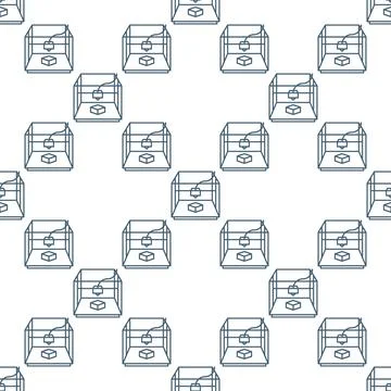 3D Printer Additive Manufacturing Technology vector seamless pattern in out.. Illustrazione stock