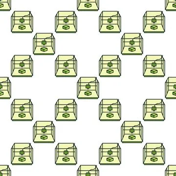 3D Printer - Additive Manufacturing vector colored seamless pattern Ilustración de archivo