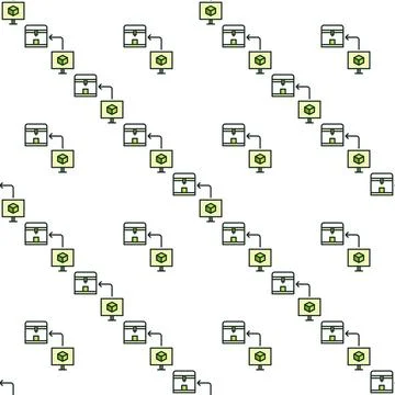 3D Printer and Computer vector Printing Technology colored seamless pattern Stock Illustration