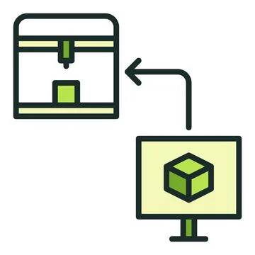 3D Printer and Computer vector Printing Technology colored icon or logo eleme Stock Illustration