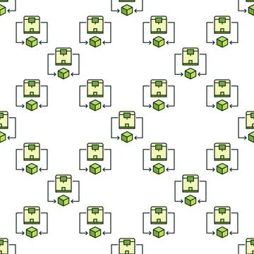 3d Printer and Cube vector Printing Technology colored seamless pattern イラスト素材