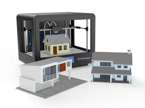 3d printer and house building, concept イラスト素材