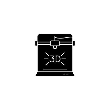 3d printer black glyph icon Stock Illustration