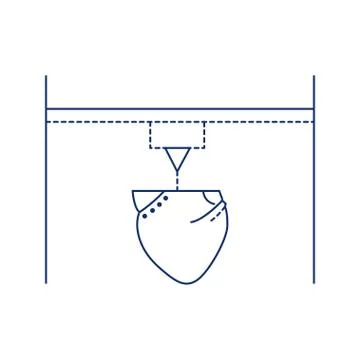 3D printer black line icon. Device. Uses the method of layer-by-layer creatio Illustrazione stock