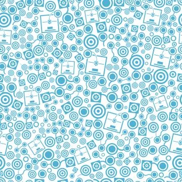 3d printer blue seamless pattern on the white background Stock Illustration