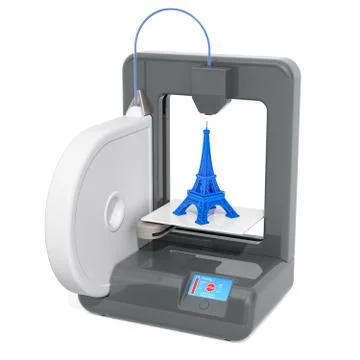 3d printer build Eiffel Tower Model, 3D rendering Illustrazione stock
