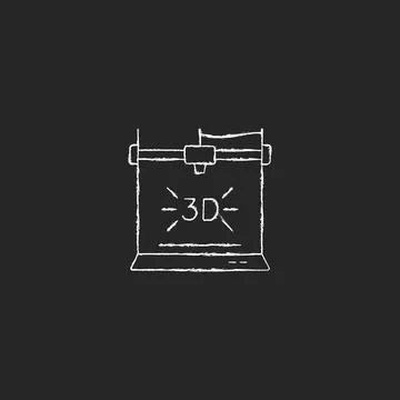 3d printer chalk white icon on dark background Illustrazione stock
