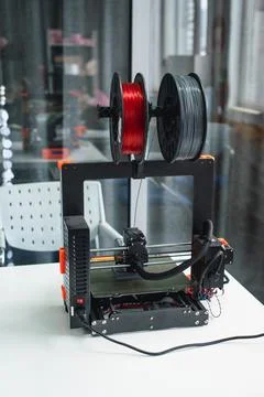 3d printer close up, 3D print concept Stock Photos