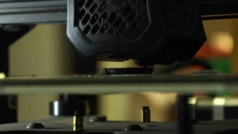 3D printer close up printing black block Stock Footage 276396293