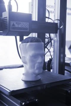 3D printer close-up Process working of 3D printer. 3D printer printing object Stock Photos