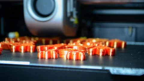 3D printer close up Working 3D printer in process of printing object from molten Stock Footage 316351611