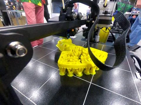 3D printer close up. Working 3D printer close-up. Process of printing 3D printer Stock Photos