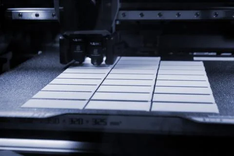 3D printer close up. Working 3D printer in process of printing object Stock Photos