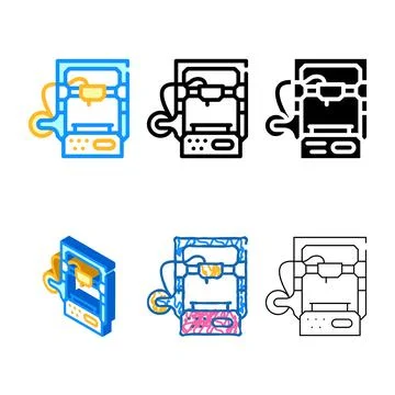 3d printer color edition icon vector color Stock Illustration