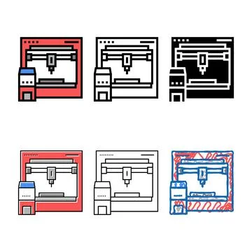 3d printer color icon modern vector Stock Illustration