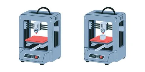 3d printer concept. Machine makes polymer volume object. Plastic abstract Stock Illustration