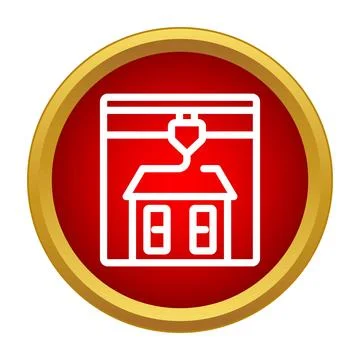 3d printer constructing house building icon technology concept Stock Illustration