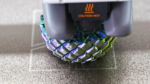3D printer creates colorful design in workshop Stock-Footage 344420998