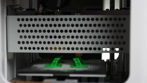 3D the printer creates an eiffel tower object with molten plastic close-up Stock Footage 150720452