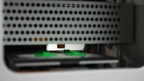 3D the printer creates an eiffel tower object with molten plastic close-up Stock Footage 150720735