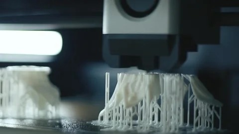 3D printer creates plastic element Stock Footage 309800342