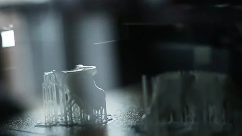 3D printer creates plastic part Stock-Footage 310695204