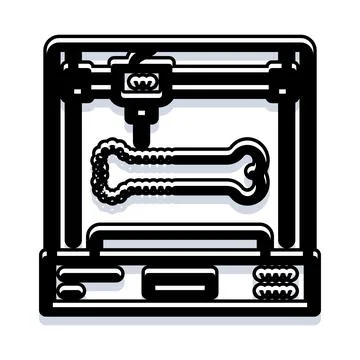 3d printer creating a bone structure biomedical implant Stock Illustration