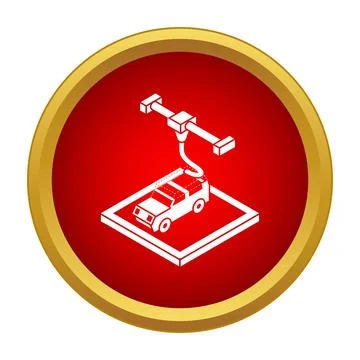 3d printer creating car prototype manufacturing technology icon Stock Illustration
