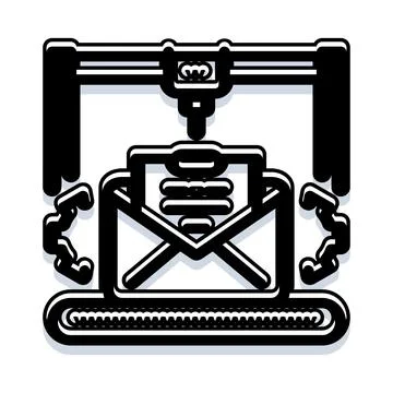 3d printer creating email message on conveyor belt Stock Illustration