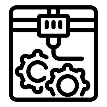 3d printer creating gears, innovative additive manufacturing technology Stock Illustration