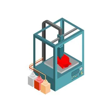 3D printer creating a human heart, symbolizing medical innovation, biotechn.. Stock Illustration
