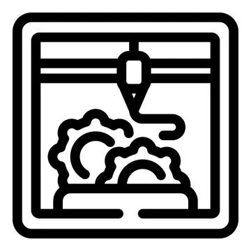 3d printer creating mechanical gears, innovative additive manufacturing tec.. Illustrazione stock
