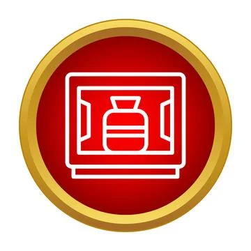 3d printer creating model icon on red background 스톡 일러스트