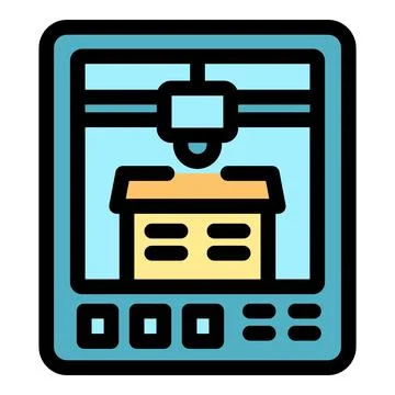 3d printer creating object controlled by software interface Stock Illustration