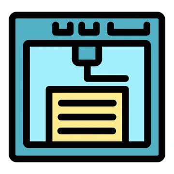 3d printer creating an object from digital file, printing process illustratio Stock Illustration