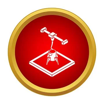 3d printer creating object icon inside red circle Stock Illustration