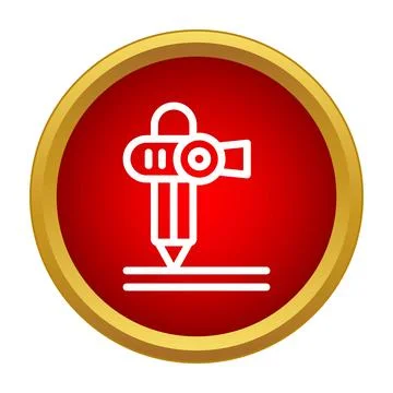 3d printer creating an object with lines in a red circle Stock Illustration