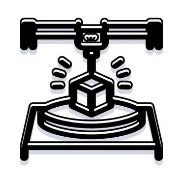 3d printer creating object using additive manufacturing technology Stock Illustration