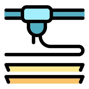 3d printer creating objects layer by layer from filament Stock Illustration