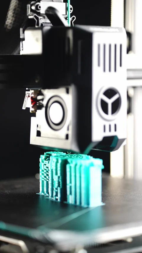 3D Printer Creating Plastic Parts in Industrial Setting Stock Footage 317154453