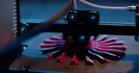 3D printer creating plastic pink detail Stock Footage 259389863
