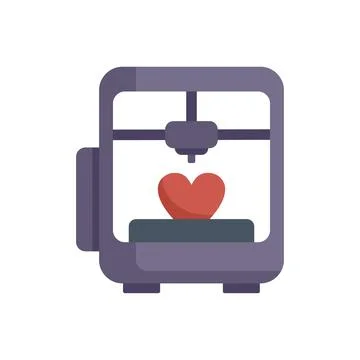3d printer creating a red heart with modern technology 库存插图