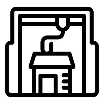 3d printer creating a small house model icon Stock Illustration