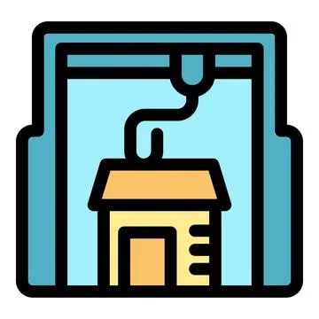 3d printer creating a small house model, innovative technology in action Stock Illustration