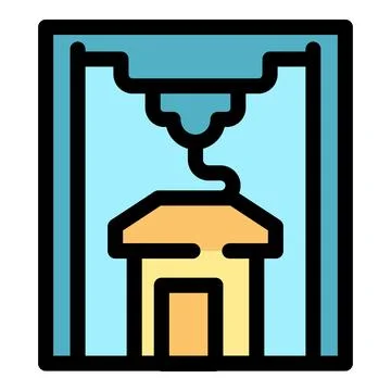 3d printer creating small house model, innovative technology Stock Illustration