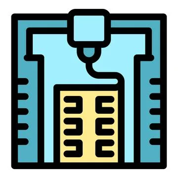 3d printer creating a small scale model building Stock Illustration