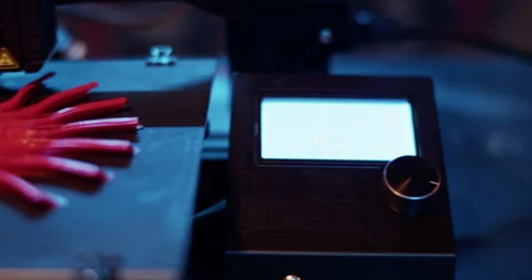 3D printer with display screen in process of work Stock Footage 259389958