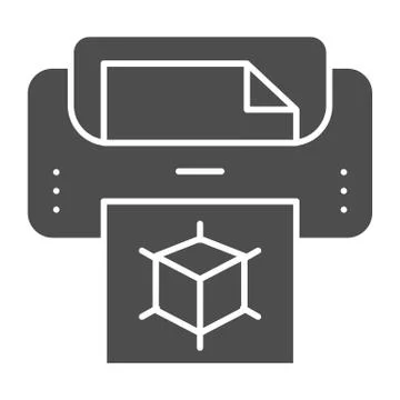 3d printer with document solid icon. Print machine vector illustration isolated Stockillustratie