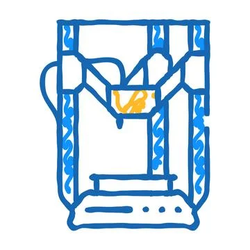 3d printer electronic equipment icon doodle illustration Illustrazione stock